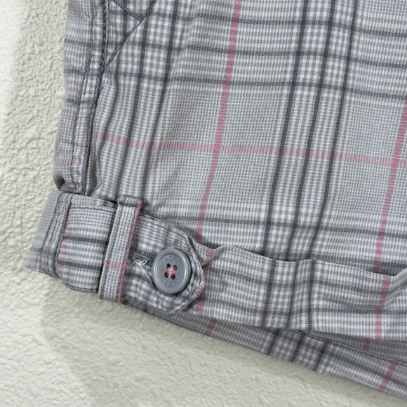 Y2k Aeropostale Gray Pink Plaid Cuffed Shorts Whimsy Twee Preppy Coquette 5 6 - Picture 3 of 5